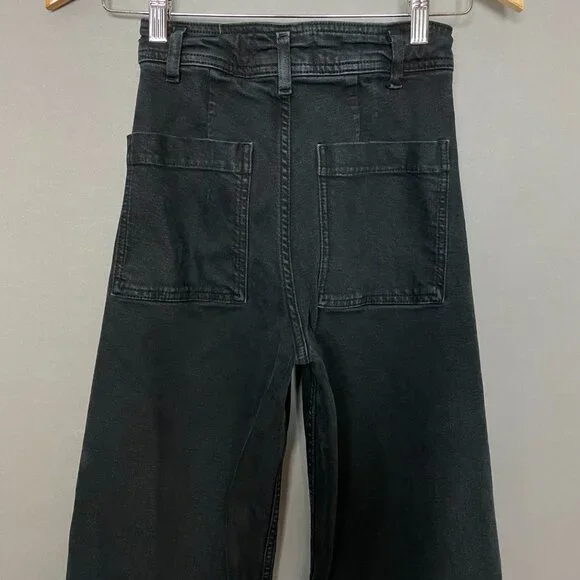 Zara Jeans Marine Straight Jeans Size 0‎ Women Wide Leg Raw Hem Faded High Rise - Picture 5 of 11
